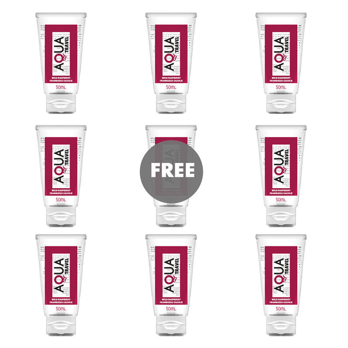 AQUA TRAVEL - LUBRIFICANTE À BASE DE ÁGUA AQUA TRAVEL WILD SABBERRY SABOR - 50 ML 8+1 GRÁTIS 1
