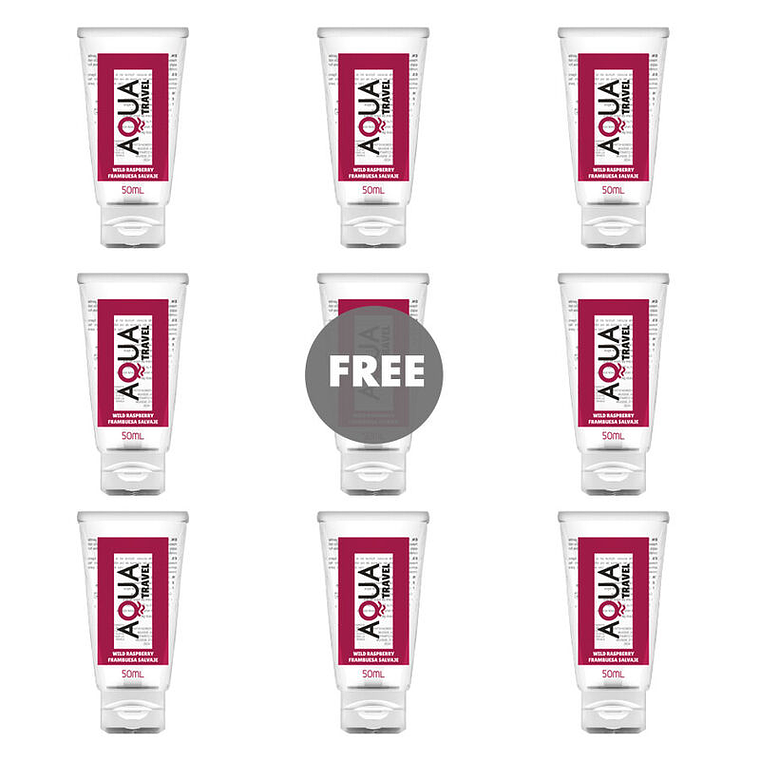 AQUA TRAVEL - LUBRIFICANTE À BASE DE ÁGUA AQUA TRAVEL WILD SABBERRY SABOR - 50 ML 8+1 GRÁTIS 1