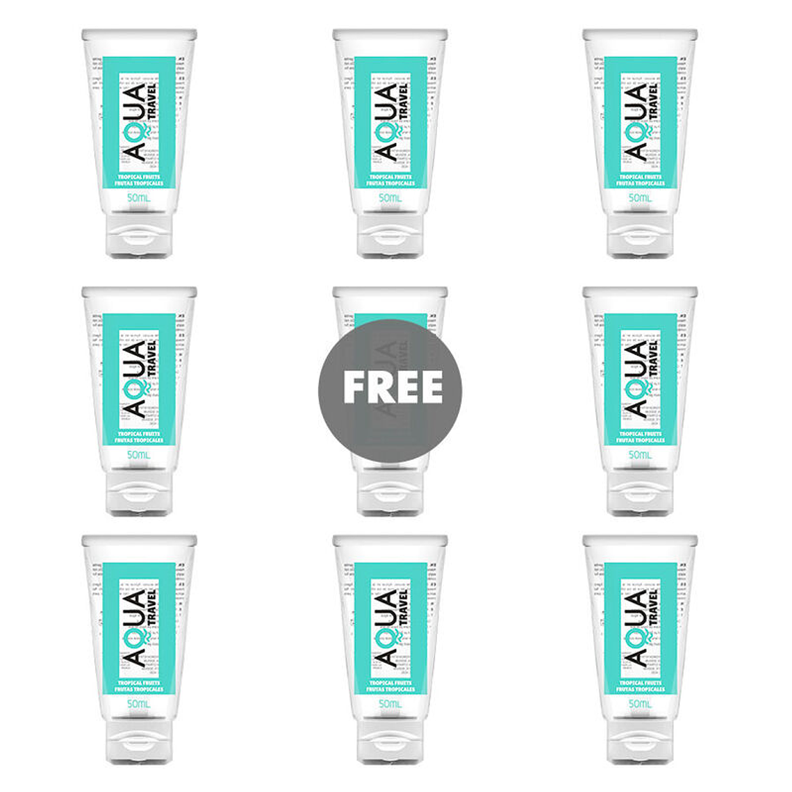 AQUA TRAVEL - TROPICAL FRUITS LUBRIFICANTE À BASE DE ÁGUA - 50 ML 8+1 GRÁTIS 1