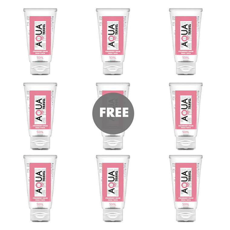 AQUA TRAVEL - LUBRIFICANTE À BASE DE ÁGUA COM SABOR DE CREME DE MORANGO AQUA TRAVEL - 50 ML 8+1 GRÁTIS 1