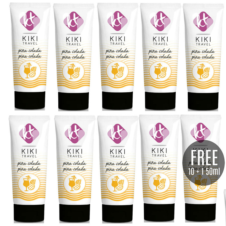 KIKÍ TRAVEL - PINA COLADA LUBRIFICANTE 50 ML 10 + 1 GRÁTIS 1