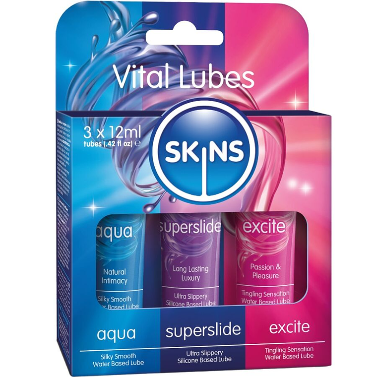 SKINS - KIT DE LUBRIFICANTES VITAL AQUA, SUPERSLIDE E EXCITE 3 x 12 ML 1