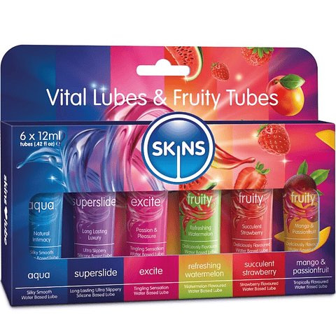 SKINS - KIT DE LUBRIFICANTES VITAL & FRUITY 6 x 12 ML