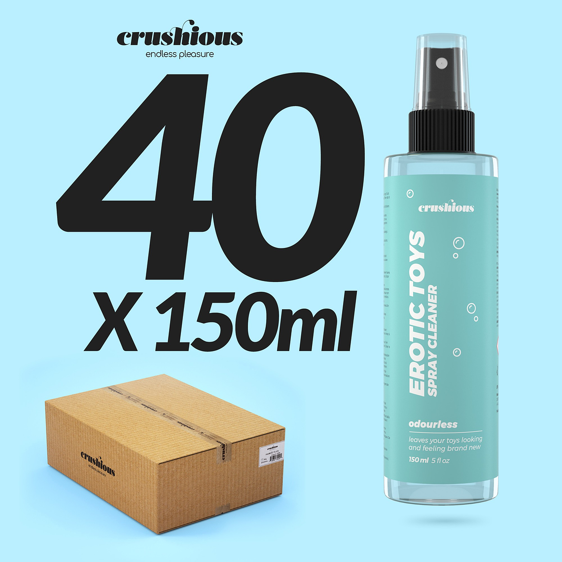 Pack 40 Spray Limpeza Brinquedos Sexuais Crushious | 150 ml Neutro 1