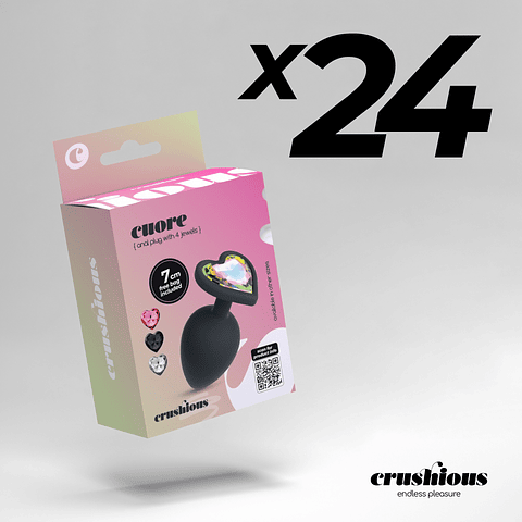 Pack 24 Plug Anal com Strass Crushious Cuore | 4 Joias Tamanho Pequeno