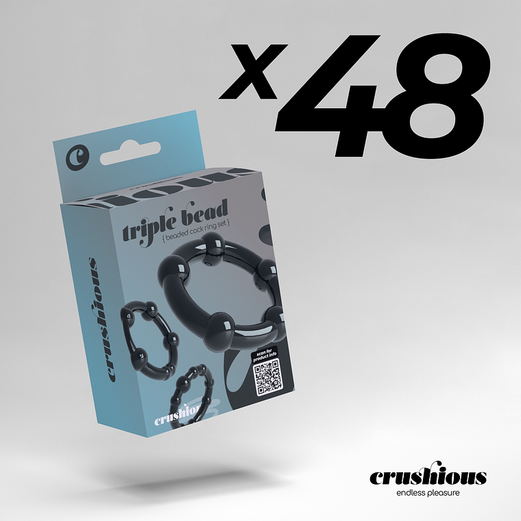 Pack 48 Anéis Penianos Triplos Crushious | Triple Bead Preto TPE 1