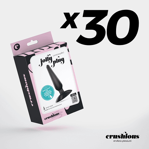 Pack 30 Plug Anal com Ventosa Crushious | Jolly Preto 9cm Jelly