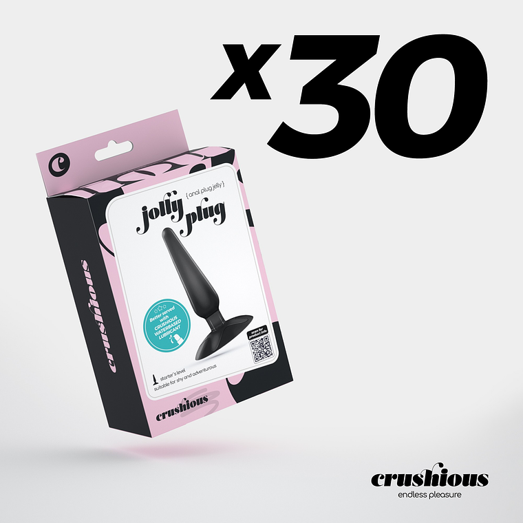 Pack 30 Plug Anal com Ventosa Crushious | Jolly Preto 9cm Jelly 1