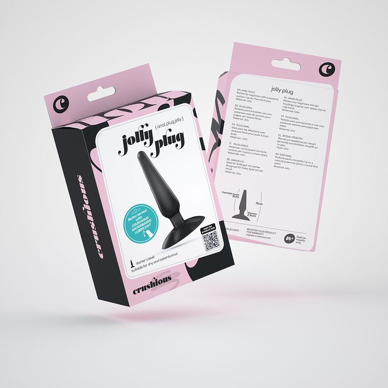 Pack 30 Plug Anal com Ventosa Crushious | Jolly Preto 9cm Jelly 2