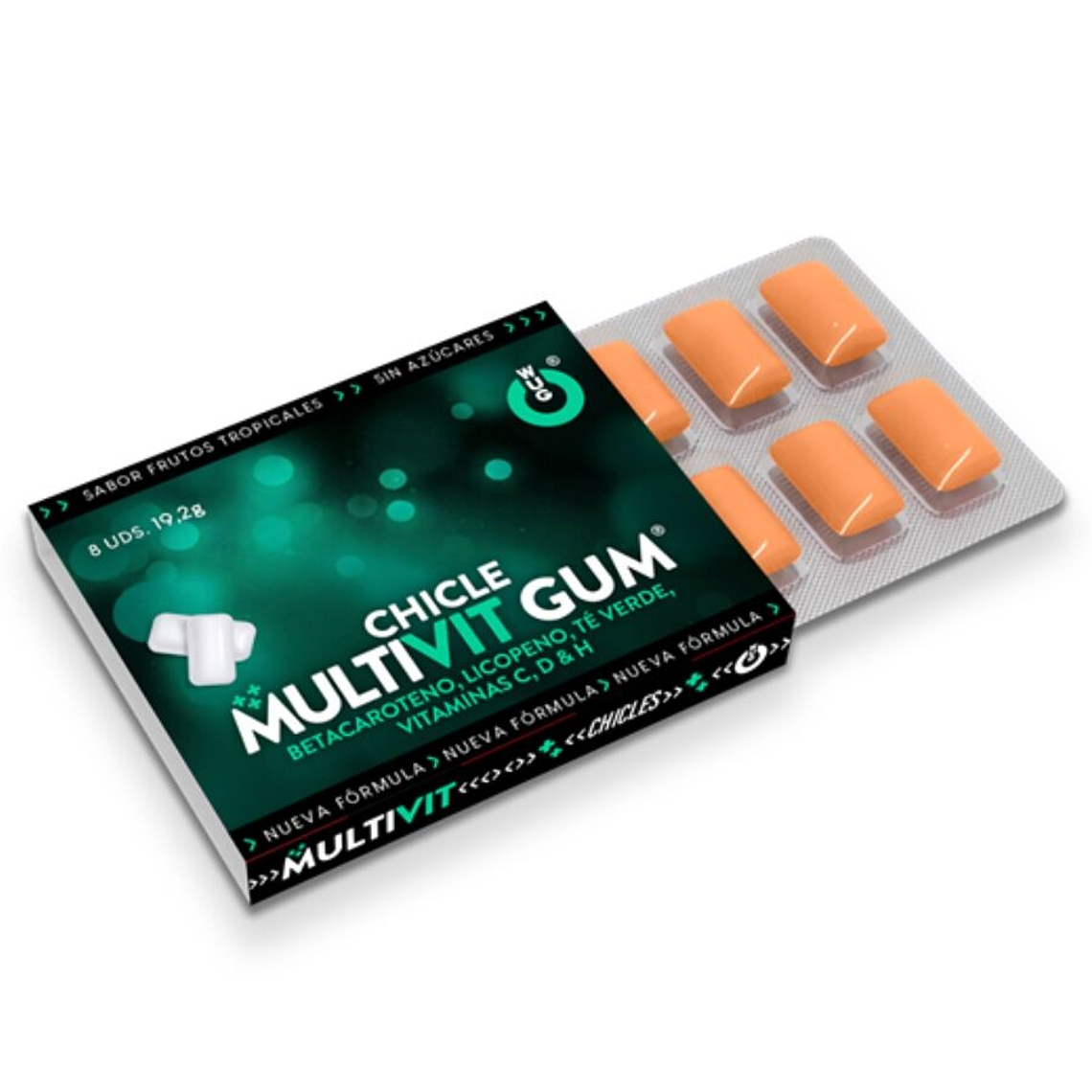 WUG GUM - MULTIVIT C, H, D, BETA-CAROTENO, LICOPENO E CHÁ VERDE 1 X 8 UNIDADES 1