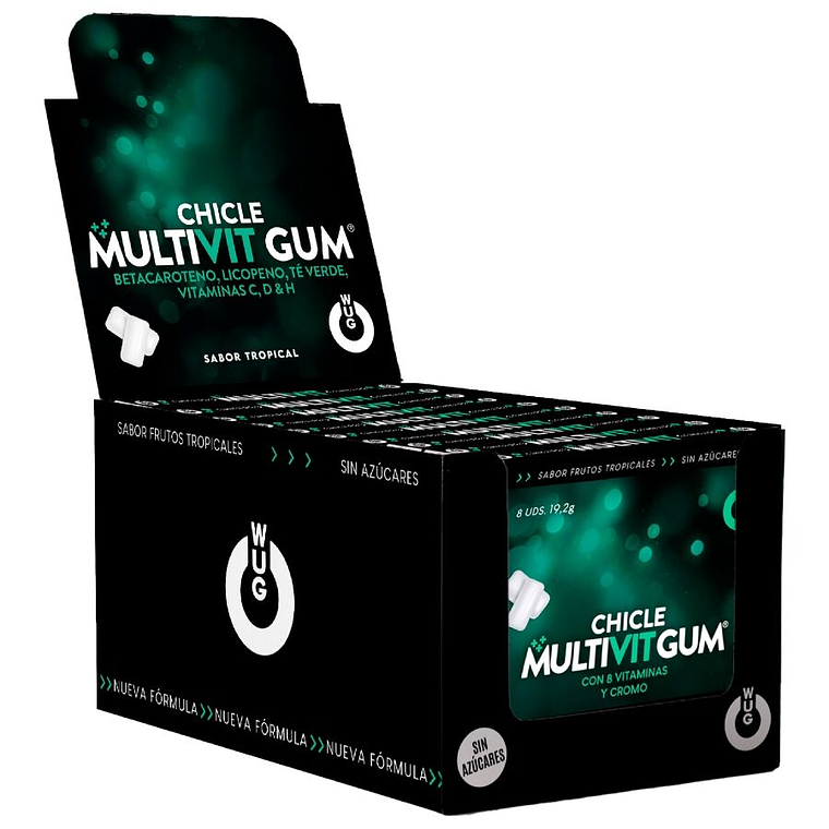WUG GUM - MULTIVIT C, H, D, BETA-CAROTENO, LICOPENO E CHÁ VERDE | EXPOSITOR 12 X 8 UNIDADES 1