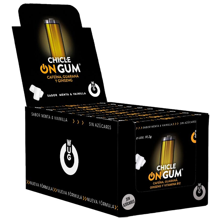 WUG GUM - ON COM CAFEÍNA, GINSENG E GUARANÁ | EXPOSITOR 12 X 8 UNIDADES 1
