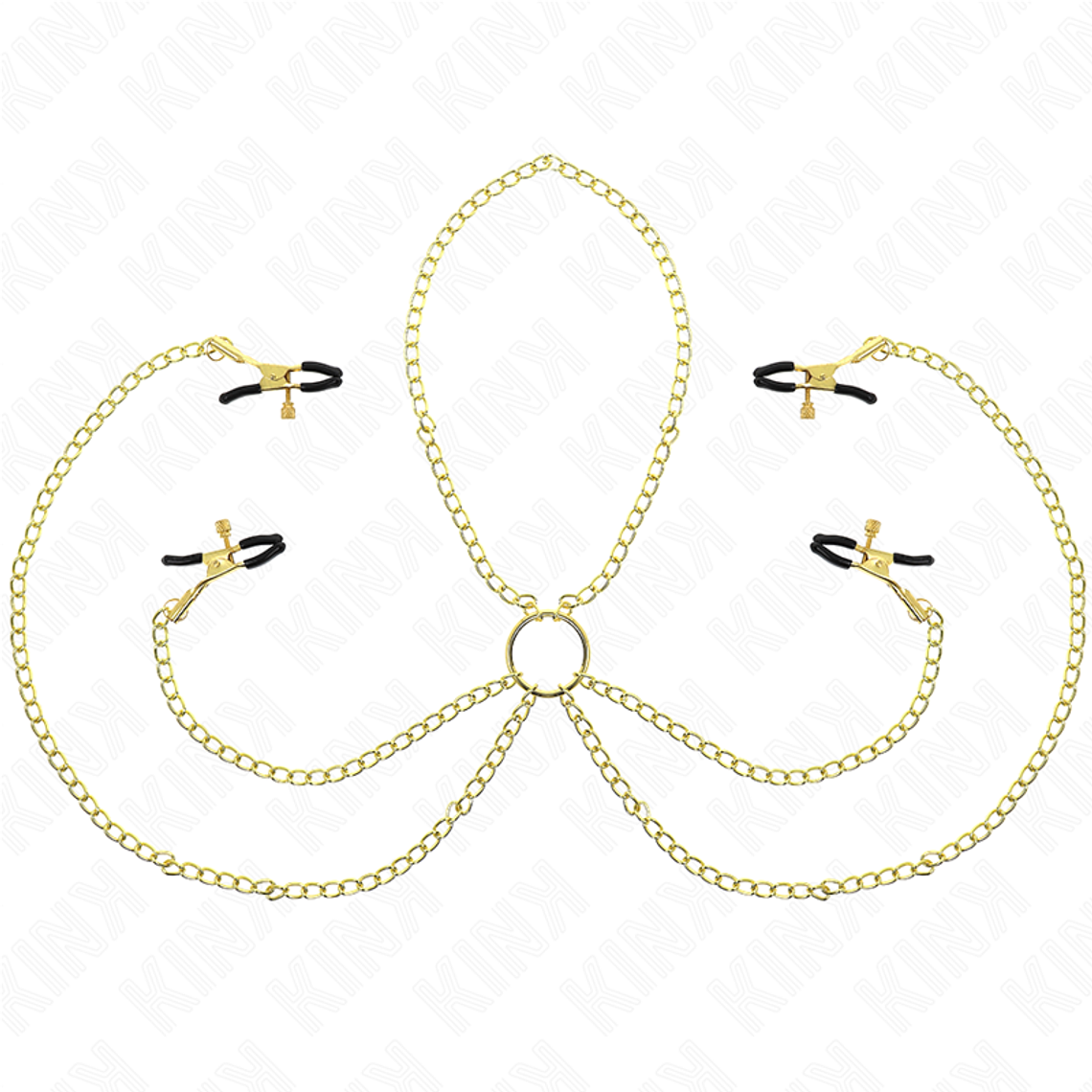 KINK - 4 PINÇAS DE BICO E CLITÓRITO AJUSTÁVEIS OURO 1