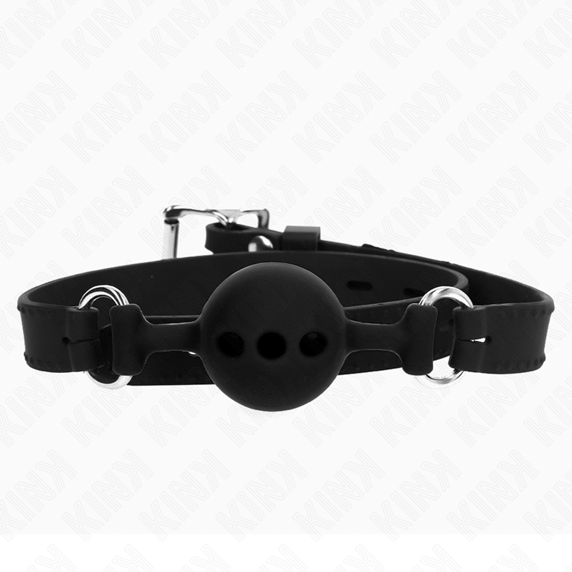 KINK - MORDAÇA COMPLETA DE SILICONE 55 x 2 CM COM BOLA DE 4 CM TAMANHO S PRETO AJUSTÁVEL 35-51 CM 1
