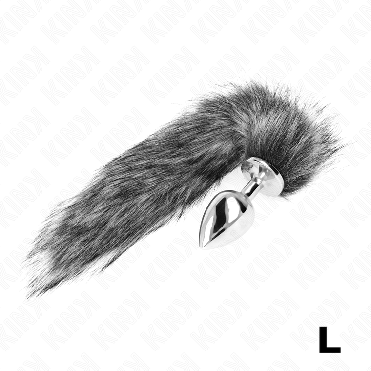 KINK - PLUG ANAL TAMANHO L 10 X 4 CM COM CAUDA SINTÉTICA 40 CM CINZA 1