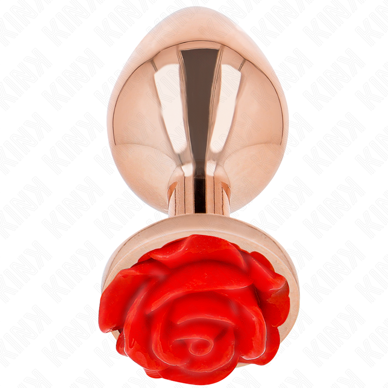 KINK - PLUG ANAL ROSA OURO COM ROSA VERMELHA L 1