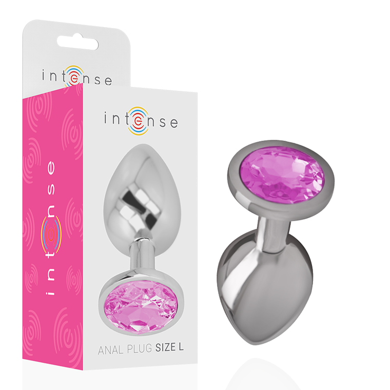 INTENSE - PLUG ANAL DE METAL DE ALUMÍNIO COM CRISTAL ROSA TAMANHO L 1
