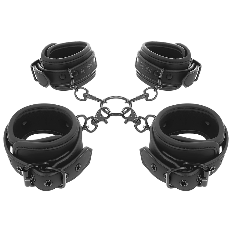 FETISH SUBMISSIVE - CONJUNTO DE ALGEMAS DE MÃOS E TORNOZELO COM FORRO DE NOPRENE 1