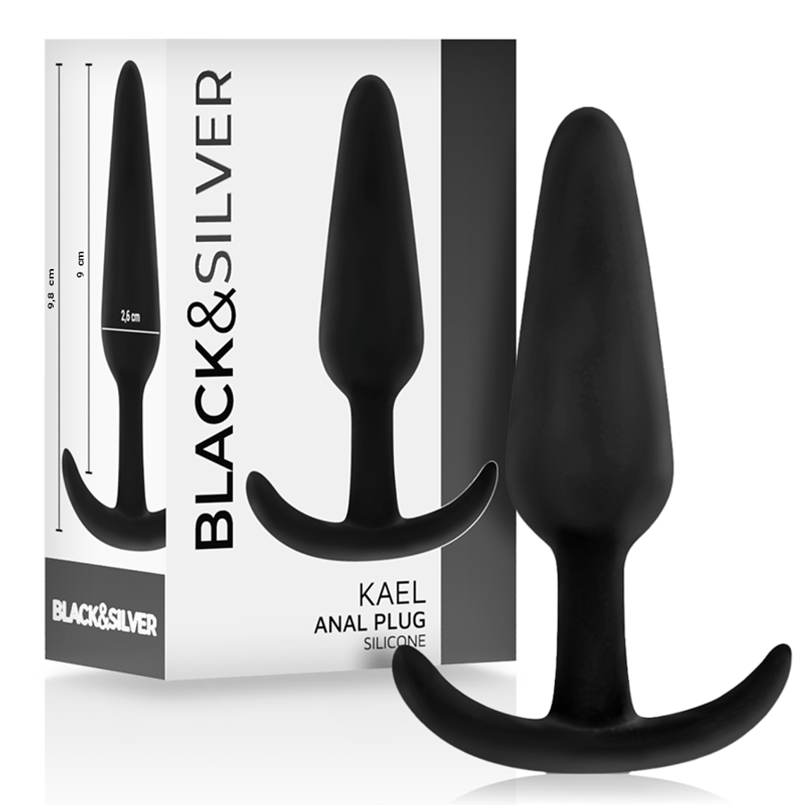 BLACK&SILVER - PLUG ANAL DE SILICONE KAEL COM CABO MÉDIO 1