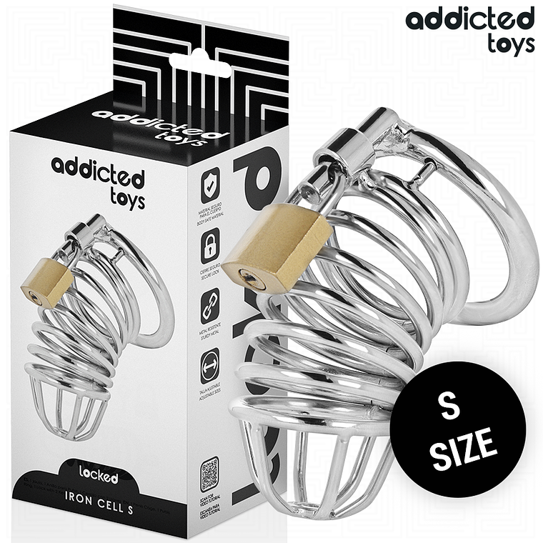 ADDICTED TOYS LOCKED - GAIOLA DE PÊNIS DE METAL COM CÉLULA DE FERRO 4 CM TAMANHO S 1