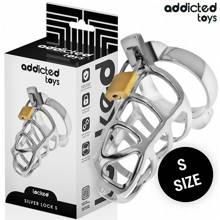 ADDICTED TOYS LOCKED - GAIOLA DE PÊNIS DE METAL COM TRAVA DE PRATA TAMANHO S 1