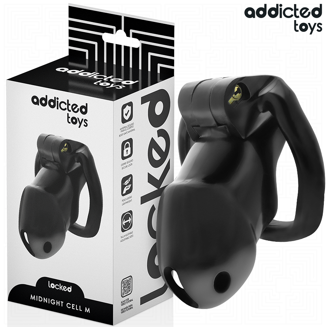 ADDICTED TOYS LOCKED - GAIOLA PENIANA MINDNIGHT CELL, TAMANHO M 1
