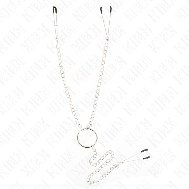 KINK - PINÇAS TRIPLAS PARA BICOS E CLITÓRIS COM CORRENTE MODELO 1 1