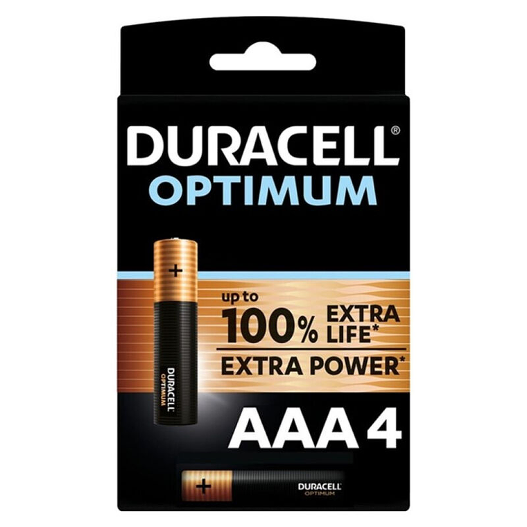 DURACELL - BATERIA ALCALINA OPTIMUM 200 AAA LR03 4 UNIDADE 1
