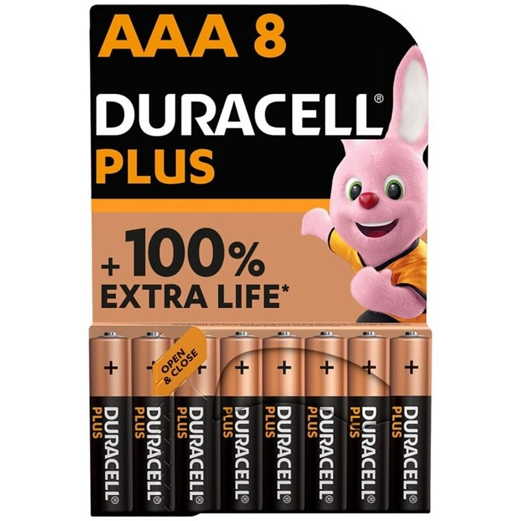 DURACELL - BATERIA ALCALINA PLUS POWER 100 AAA LR03 8 UNIDADE 1