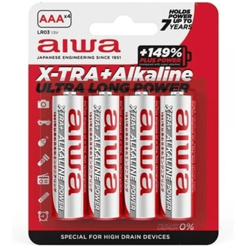 AIWA - X-TRA ALKALINE AAA BATERIA ALCALINA LR03 BLISTER*4