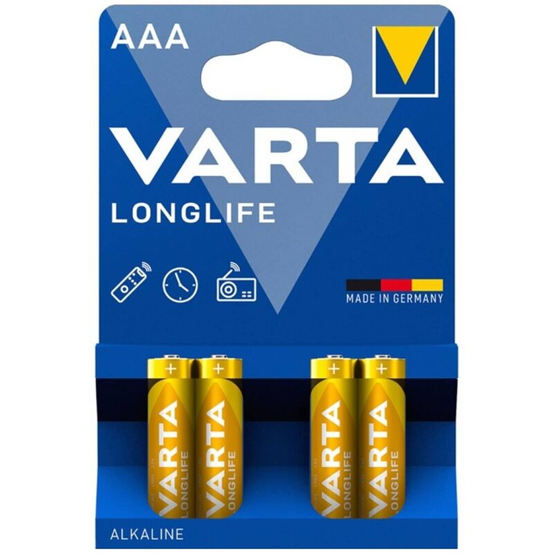 VARTA - BATERIA ALCALINA AAA DE LONGA DURAÇÃO LR03 BLISTER*4 1