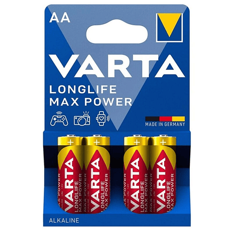 VARTA - BATERIA ALCALINA MAX POWER AA LR6 4 UNIDADES