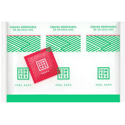CONFORTEX - FOLHAS HIGIÊNICAS DESCARTÁVEIS, SACOLA INDIVIDUAL + PRESERVATIVO DE MORANGO