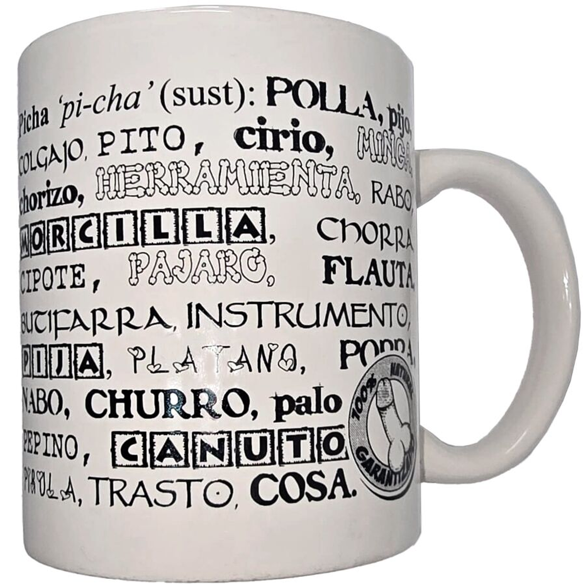 DIABLO PICANTE - CANECA BRANCA COM SINÔNIMOS DE PÊNIS 370 ML 1