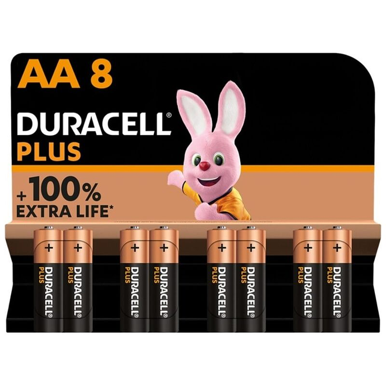DURACELL - PLUS POWER 100 BATERIA ALCALINA AA LR6 8 UNIDADE 1