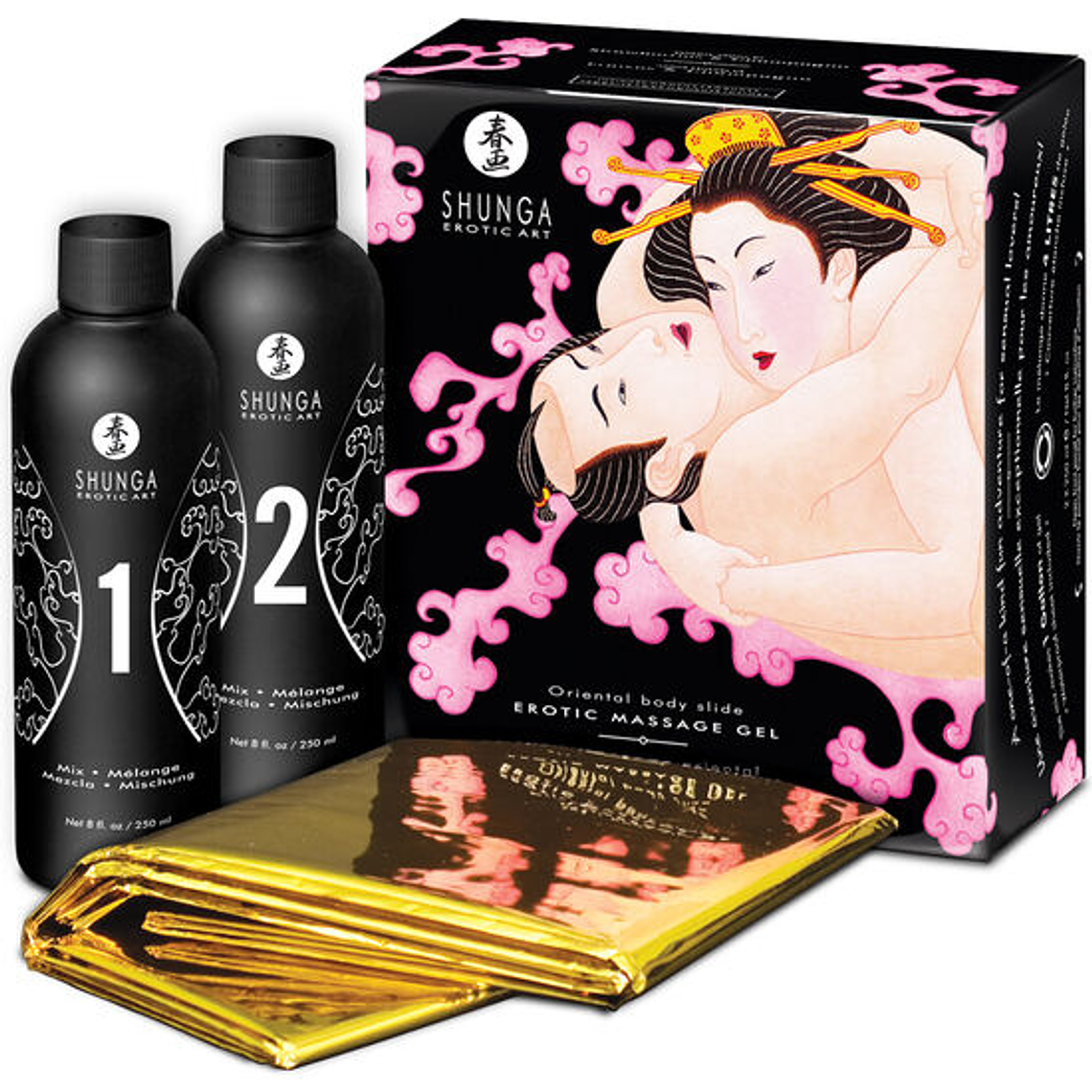 SHUNGA - GEL DE MASSAGEM ERÓTICA CORPO A CORPO ORIENTAL MORANGOS E CAVA 1
