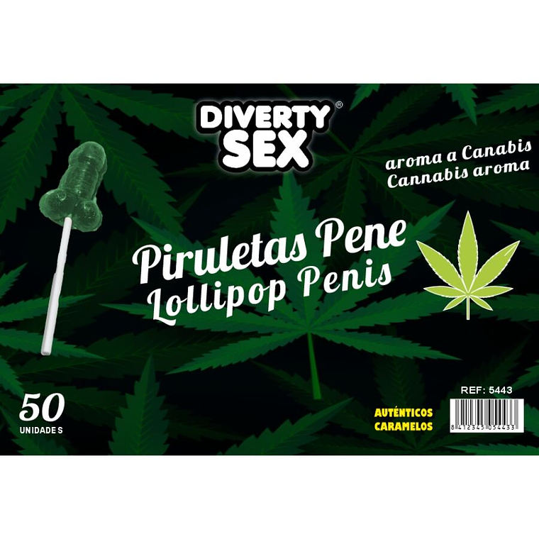 DIABLO GOLOSO - 50 PIRULITOS DE PÊNIS AROMA DE CANNABIS 1
