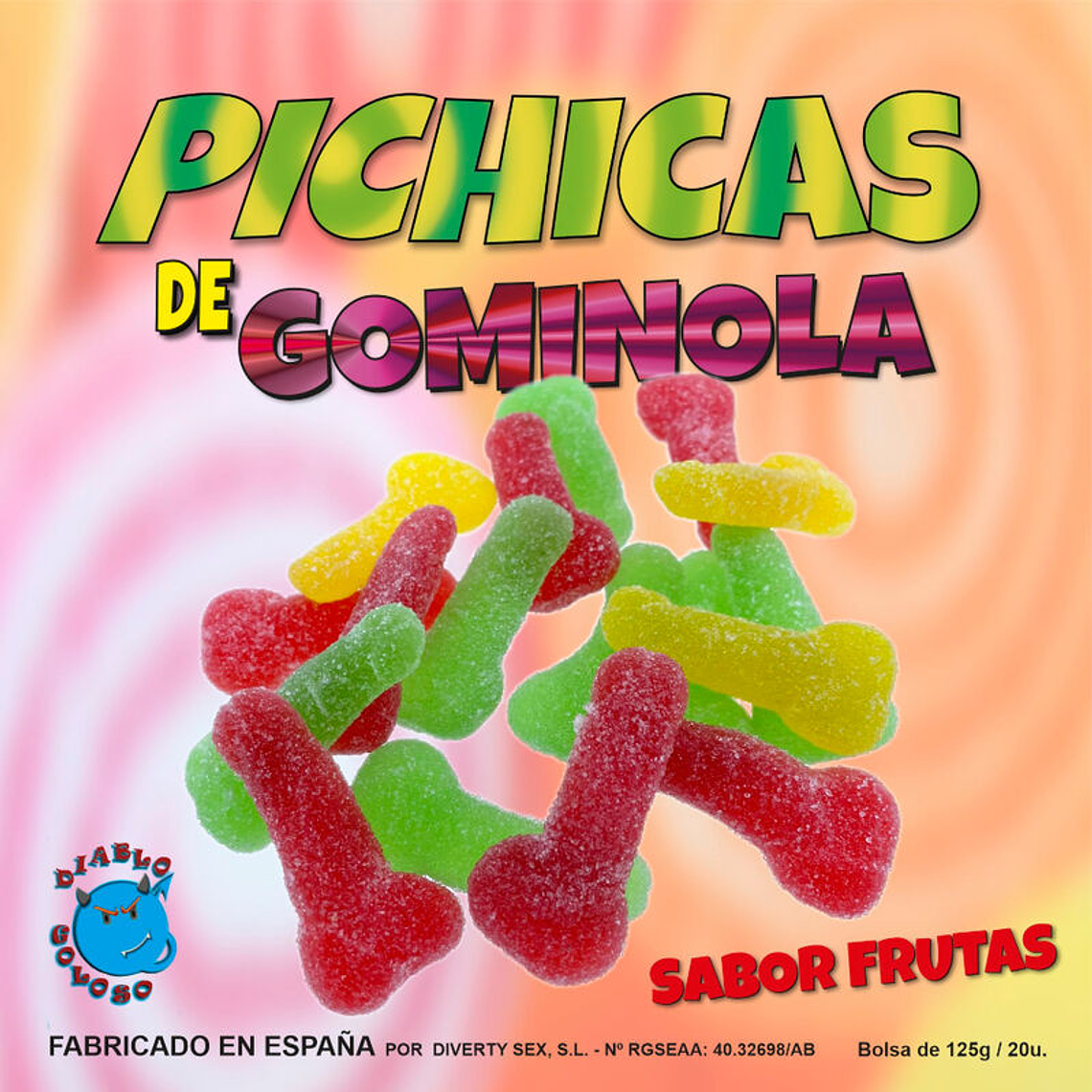 DIABLO GOLOSO - PICHITAS DE GUMMINOL DE FRUTA COM AÚCAR 1