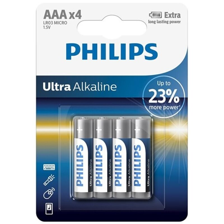 PHILIPS - BATERIA ULTRA ALCALINA AAA LR03 4 UNIDADE 1