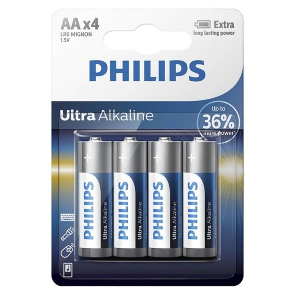 PHILIPS - BATERIA ULTRA ALCALINA AA LR6 4 UNIDADE 1