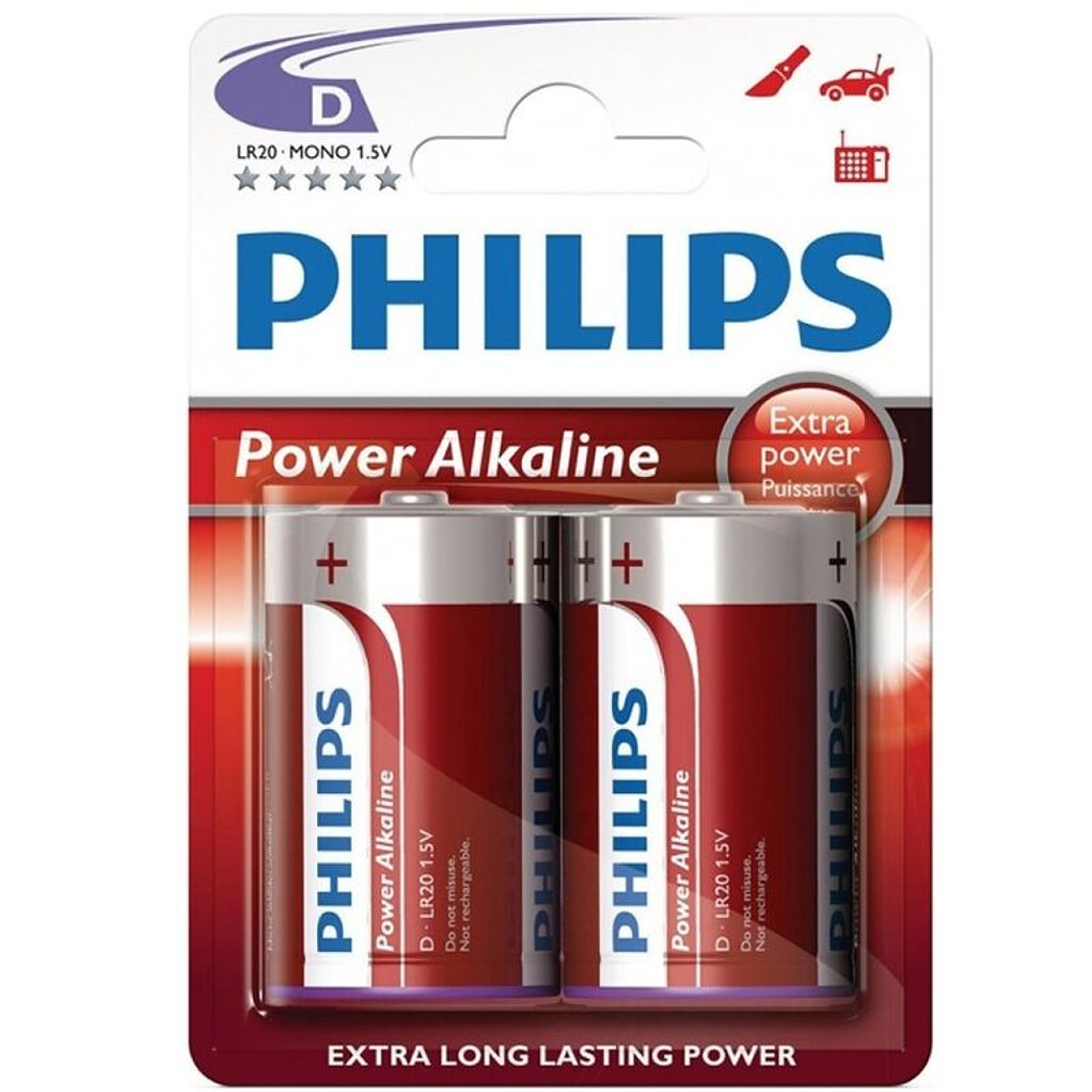 PHILIPS - POWER ALKALINE PILA D LR20 BLISTER * 2 1