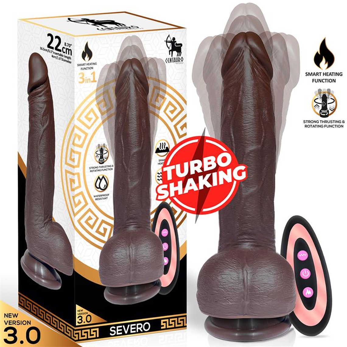 Dildo Realista com Turbo Shaking Severo | 3 em 1 360° Aquecimento 1