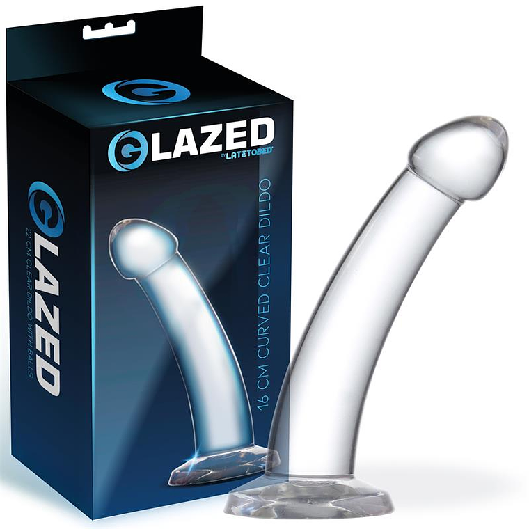 Dildo de Cristal Curvo Glazed | 16cm Transparente Flexível com Ventosa 1
