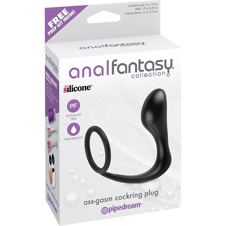 Anel Peniano com Plug Anal Ass-Gasm | Silicone Elite Estimulação Prostática 3
