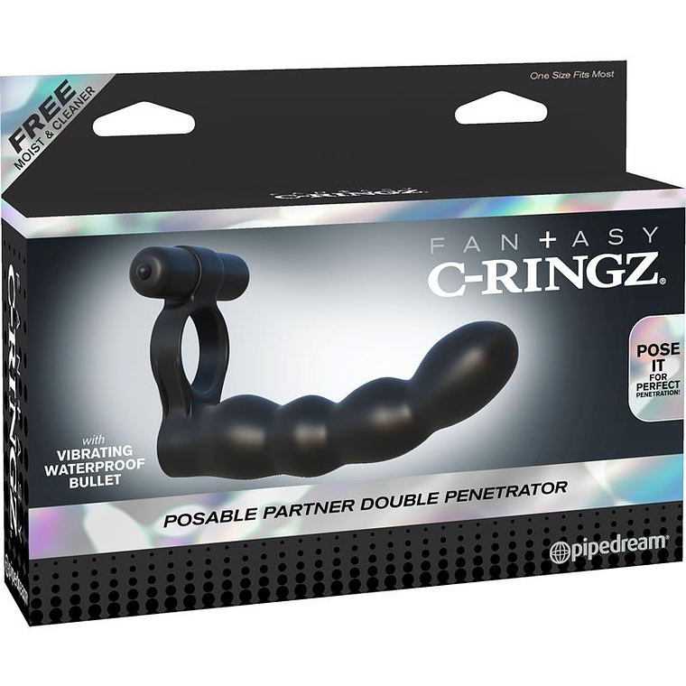 Anel para Dupla Penetração Posable Partner | Dildo Posável Vibratório 12,7cm 3