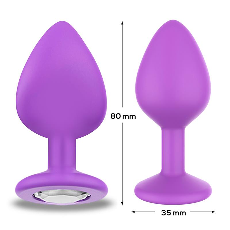 Plug Anal com Joia Afterdark Sparkly | Roxo Tamanho M Silicone Premium 3