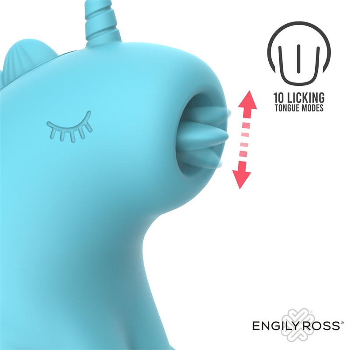 Snowflake Massager with Licking Tongue — Massajador em silicone premium com formato de unicórnio azul 2