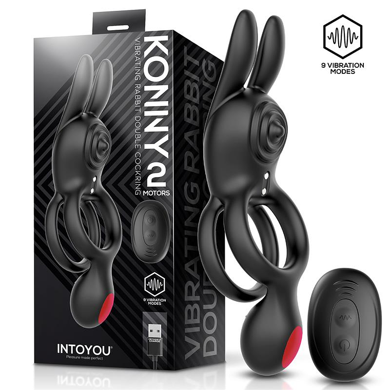 Konny Vibrating Rabbit Double Cockring with Remote 1