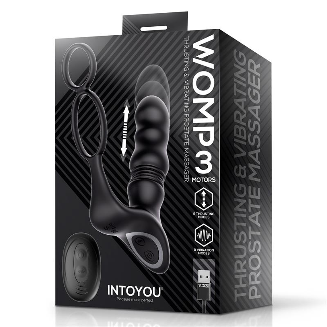Womp Prostate Massager with Vibration, Thrusting and Remote 9