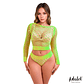 Yara Long Sleeve Fishnet Set Yellow Fluor One Size - Thumbnail 1